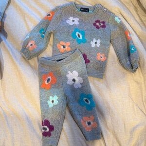 Andy & Evan Retro Floral Knit Sweater and Pants Set 9-12M